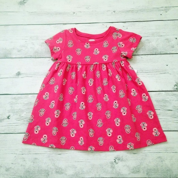 Pink Floral Short Sleeve Dress - Size 3-6 Months - Picture 2 of 4